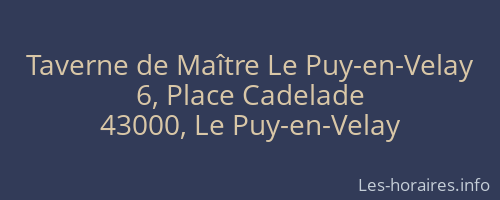 Taverne de Maître Le Puy-en-Velay