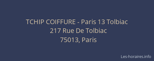 TCHIP COIFFURE - Paris 13 Tolbiac