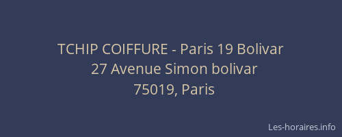TCHIP COIFFURE - Paris 19 Bolivar