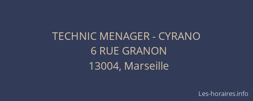 TECHNIC MENAGER - CYRANO