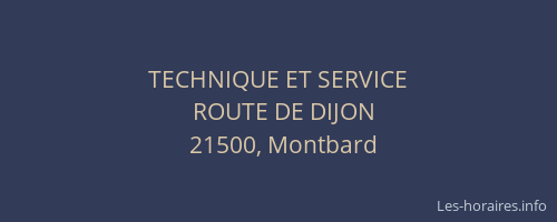 TECHNIQUE ET SERVICE