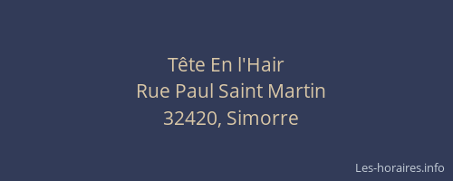 T&ecirc;te En l'Hair
