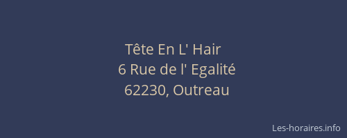 T&ecirc;te En L' Hair