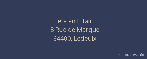 T&ecirc;te en l'Hair