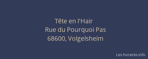 T&ecirc;te en l'Hair