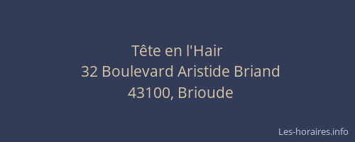 T&ecirc;te en l'Hair