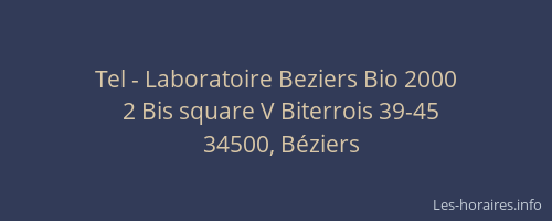 Tel - Laboratoire Beziers Bio 2000