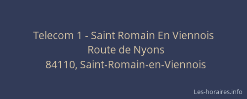 Telecom 1 - Saint Romain En Viennois