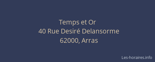 Temps et Or
