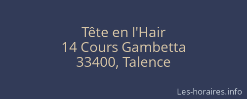 Tête en l'Hair