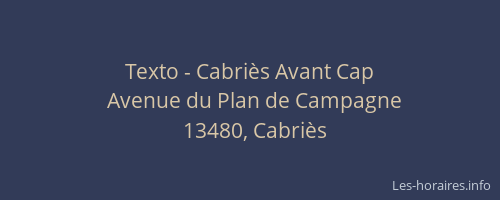 Texto - Cabriès Avant Cap