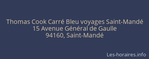 Thomas Cook Carré Bleu voyages Saint-Mandé