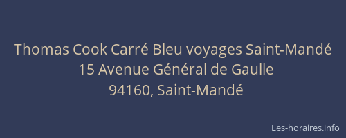 Thomas Cook Carré Bleu voyages Saint-Mandé
