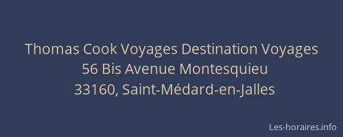 Thomas Cook Voyages Destination Voyages