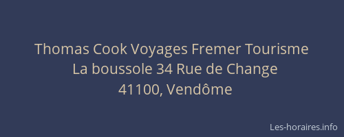Thomas Cook Voyages Fremer Tourisme