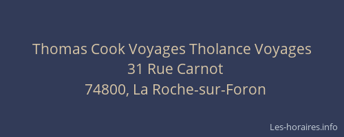 Thomas Cook Voyages Tholance Voyages