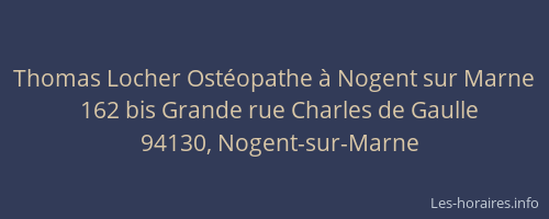 Thomas Locher Ostéopathe à Nogent sur Marne