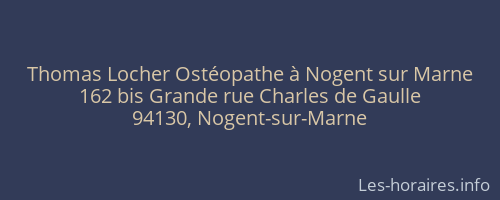 Thomas Locher Ostéopathe à Nogent sur Marne