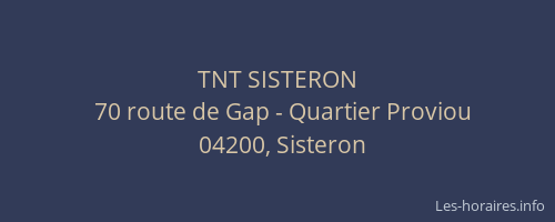 TNT SISTERON
