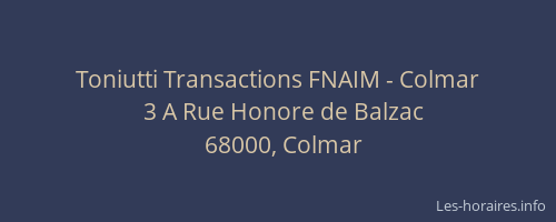 Toniutti Transactions FNAIM - Colmar
