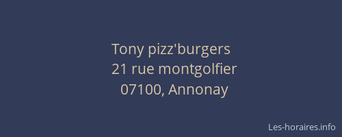 Tony pizz'burgers