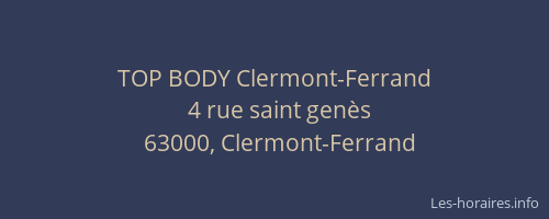 TOP BODY Clermont-Ferrand