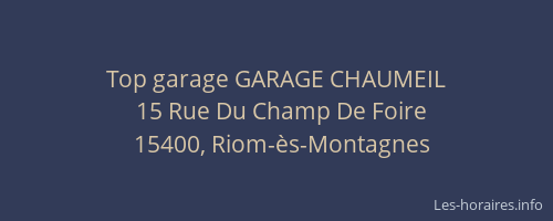 Top garage GARAGE CHAUMEIL