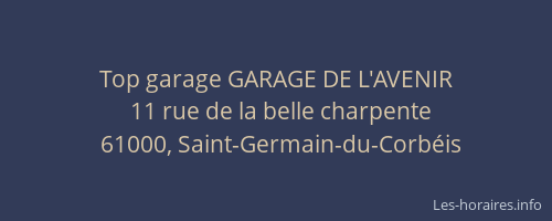 Top garage GARAGE DE L'AVENIR