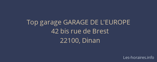 Top garage GARAGE DE L'EUROPE