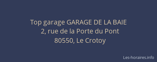 Top garage GARAGE DE LA BAIE