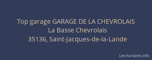 Top garage GARAGE DE LA CHEVROLAIS