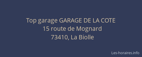 Top garage GARAGE DE LA COTE