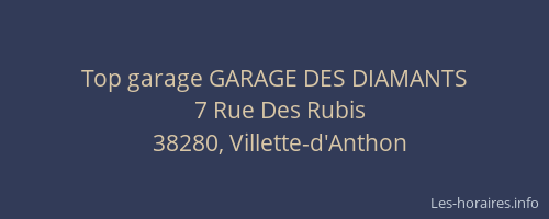 Top garage GARAGE DES DIAMANTS