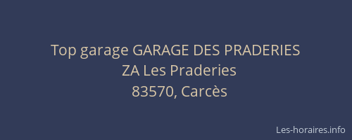 Top garage GARAGE DES PRADERIES