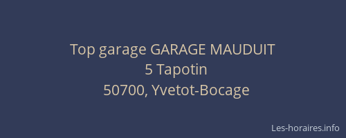 Top garage GARAGE MAUDUIT