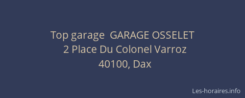 Top garage  GARAGE OSSELET