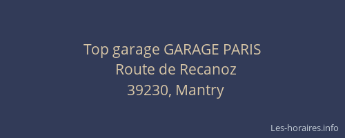 Top garage GARAGE PARIS