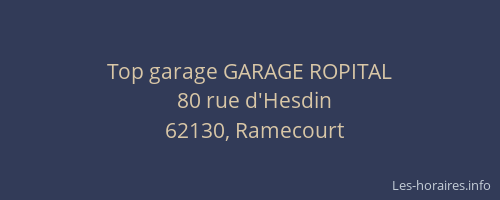Top garage GARAGE ROPITAL