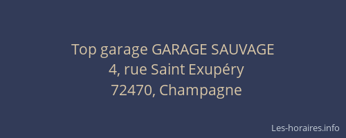 Top garage GARAGE SAUVAGE