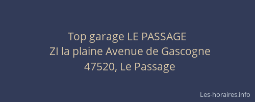 Top garage LE PASSAGE