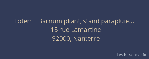 Totem - Barnum pliant, stand parapluie...