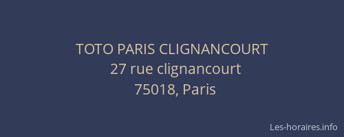 TOTO PARIS CLIGNANCOURT