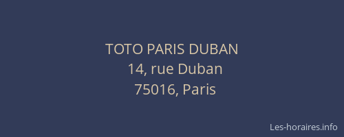 TOTO PARIS DUBAN