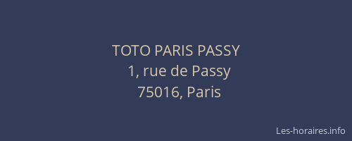 TOTO PARIS PASSY