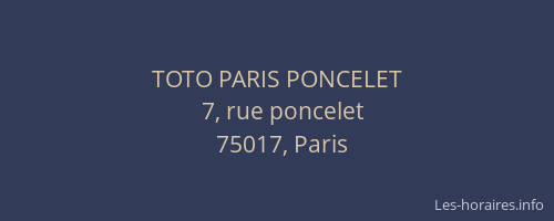 TOTO PARIS PONCELET