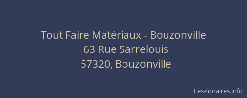 Tout Faire Matériaux - Bouzonville