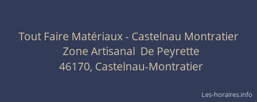 Tout Faire Matériaux - Castelnau Montratier