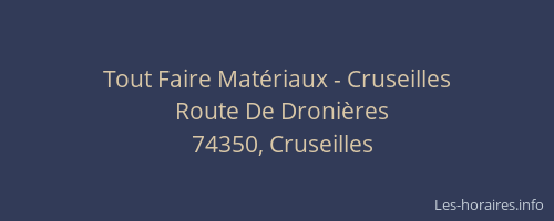 Tout Faire Mat&eacute;riaux - Cruseilles