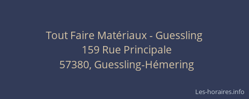 Tout Faire Mat&eacute;riaux - Guessling