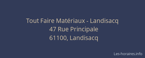 Tout Faire Mat&eacute;riaux - Landisacq